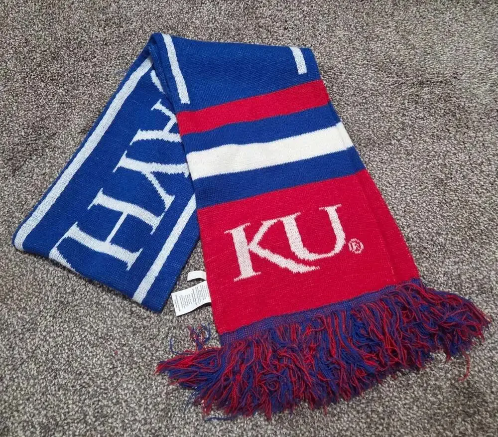 Kansas Jayhawks University of Kansas NCAA Knit Fringe Scarf